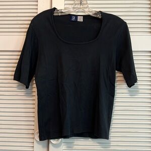 Square Neck Elbow Length Sleeves Tee Top